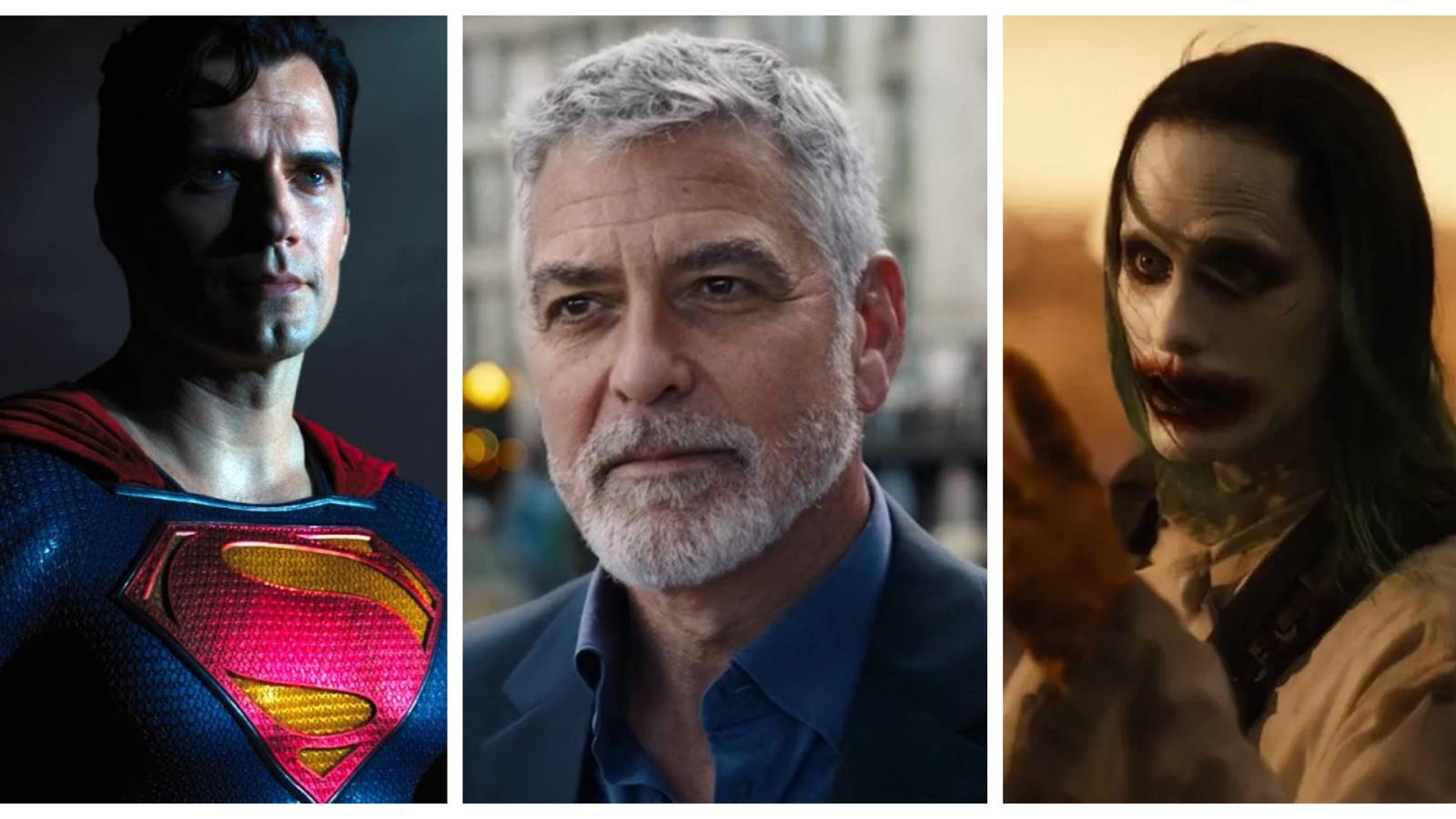henry cavill superman, george clooney batman, jared leto joker