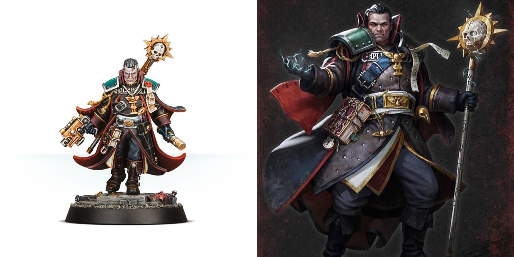 Warhammer 40K: 10 Characters That Deserve A TV Series Model of Eisenhorn and Eisenhorn posing with a staff