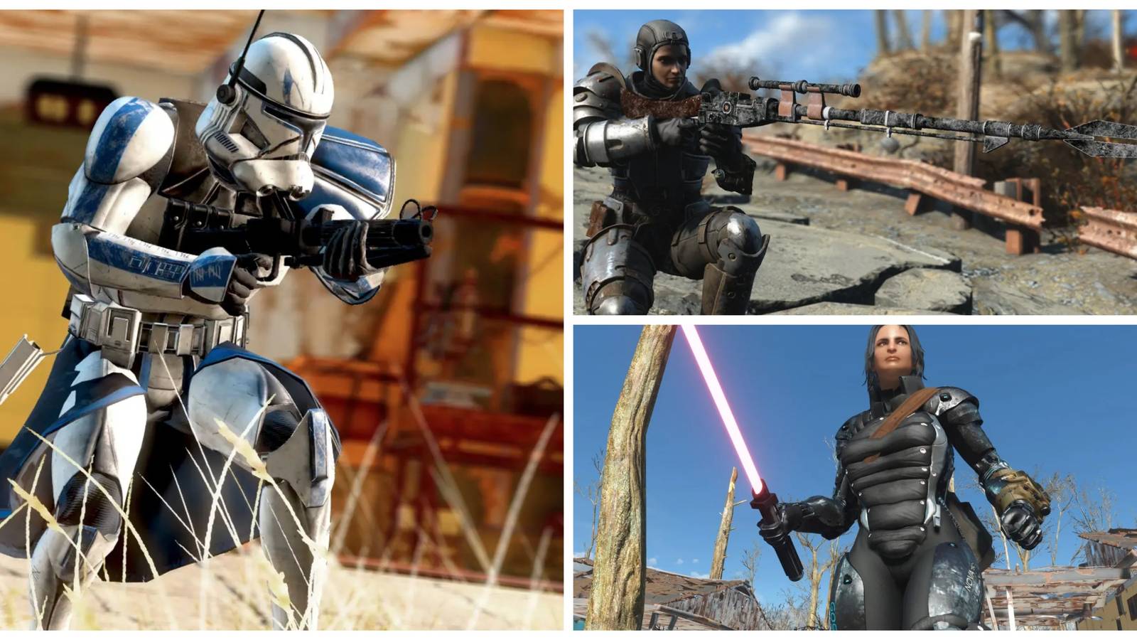 captain rex, lightsaber, mandalorian gun in fallout 4