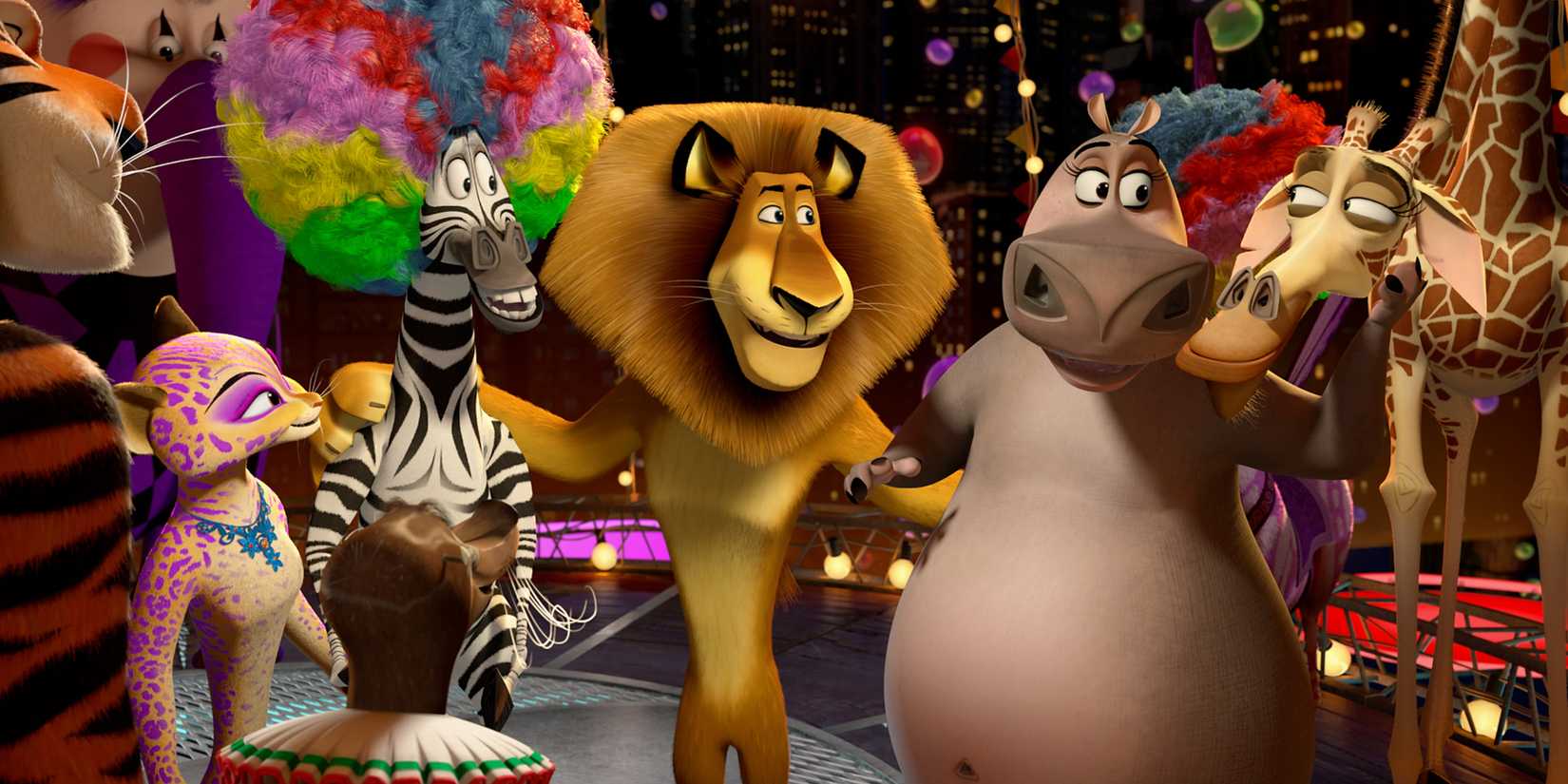 the madagascar crew in a circus