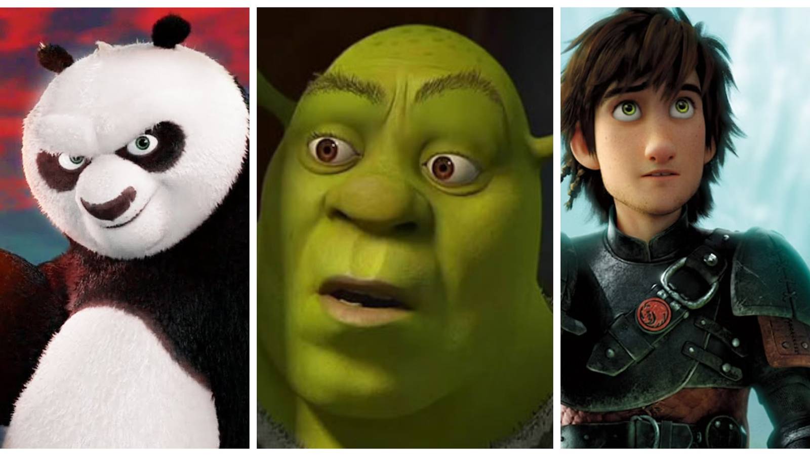 kung fu panda, shrek, how to train your dragon 2