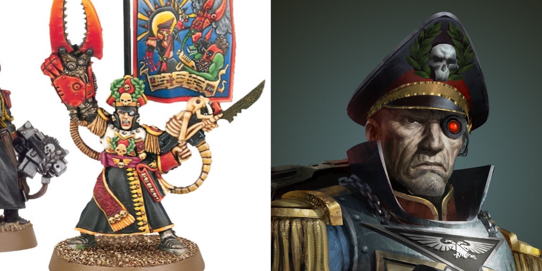 Warhammer 40K: 10 Characters That Deserve A TV Series An older miniature and portrait of Commissar Yarrick