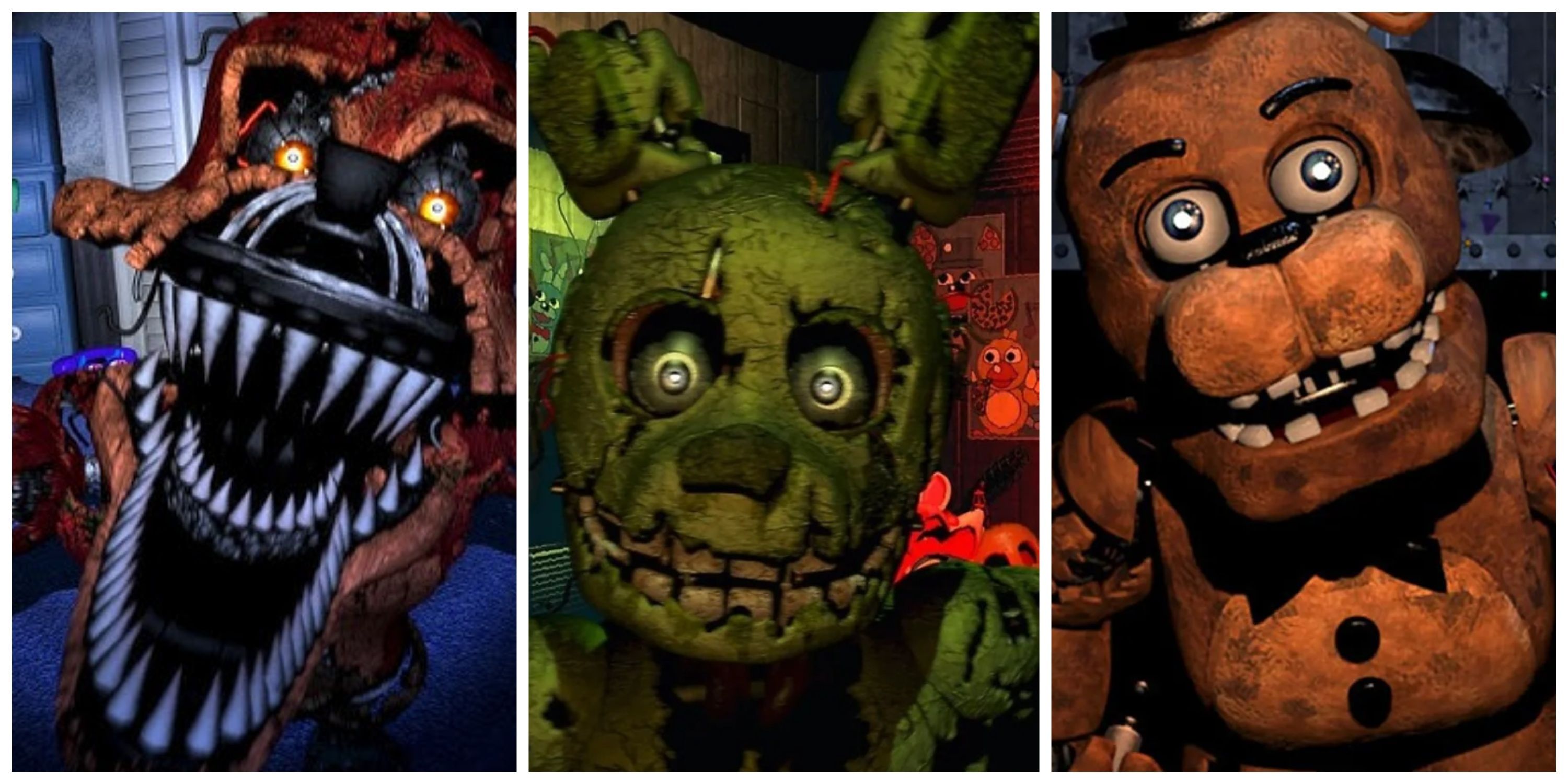 Nightmare Foxy, Springtrap, Freddy Fazbear