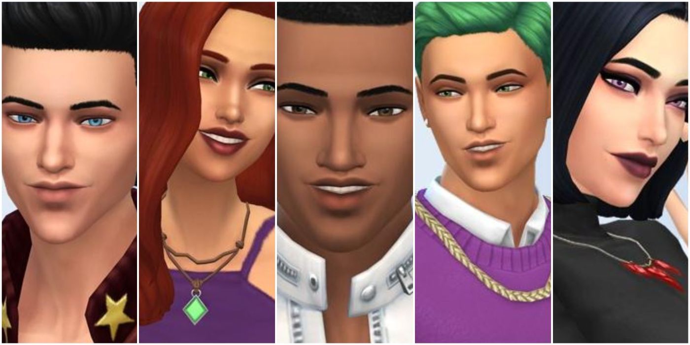 An image of the Teen Titans - Robin, Starfire, Cyborg, Beast Boy and Raven - from DC, recreated in The Sims 4 