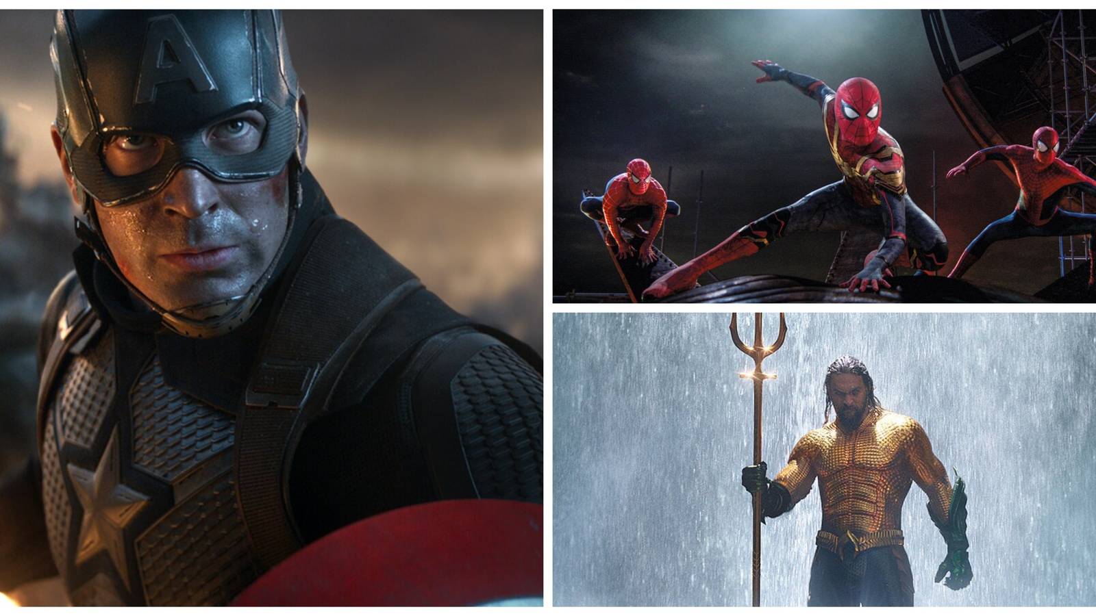 captain america, all three spider-men, aquaman