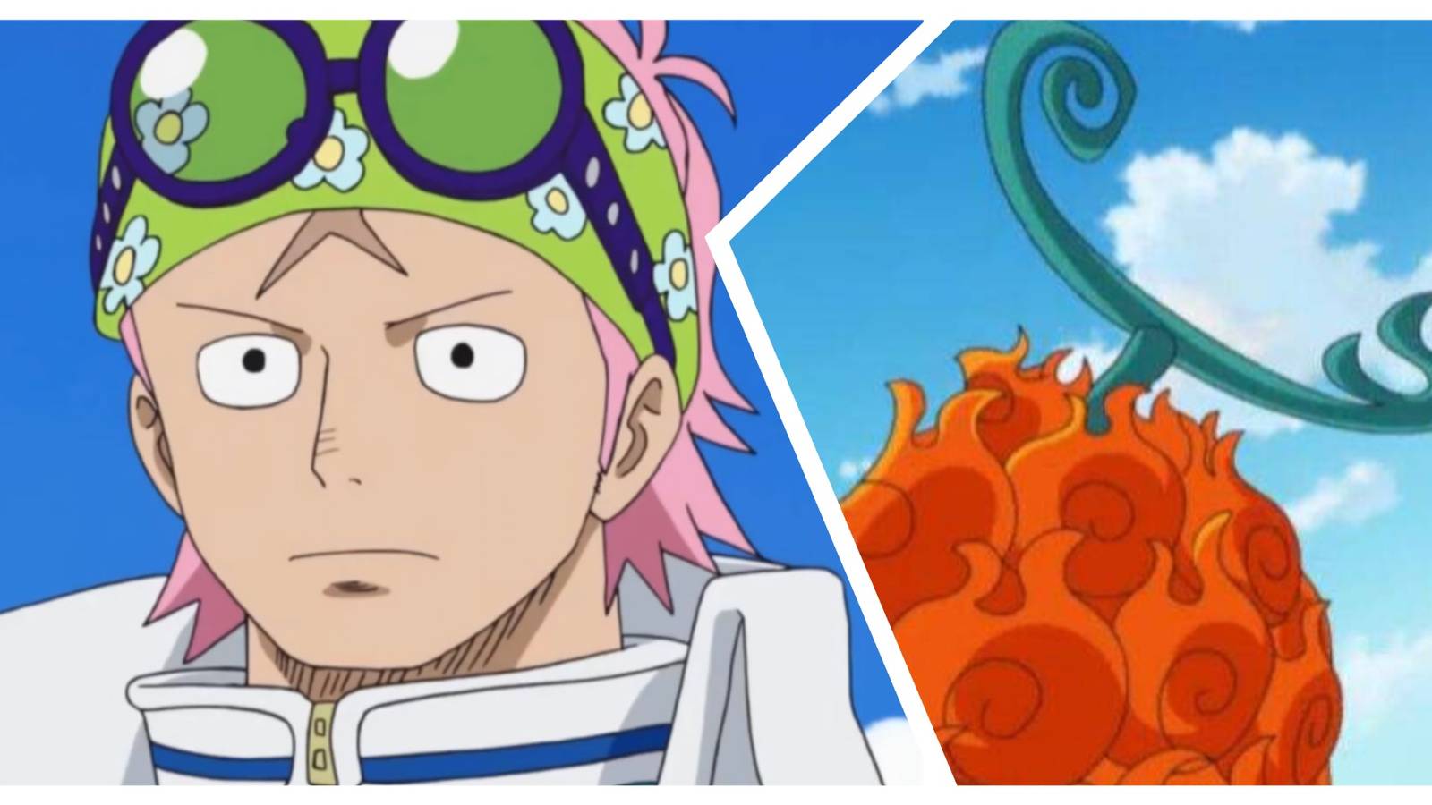 Koby and an eaten Mera Mera no Mi in separate panels