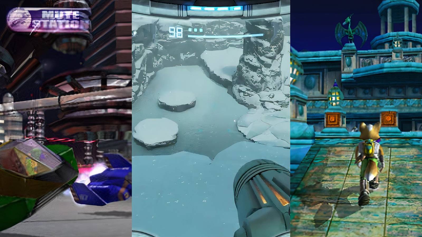 collage of 3 nintendo sci-fi games