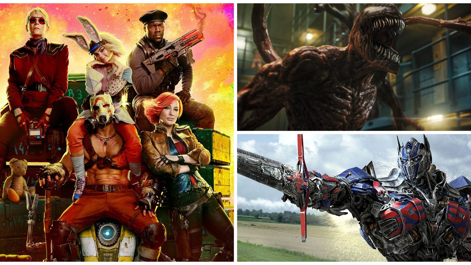 borderlands, venom let there be carnage, transformers age of extinction