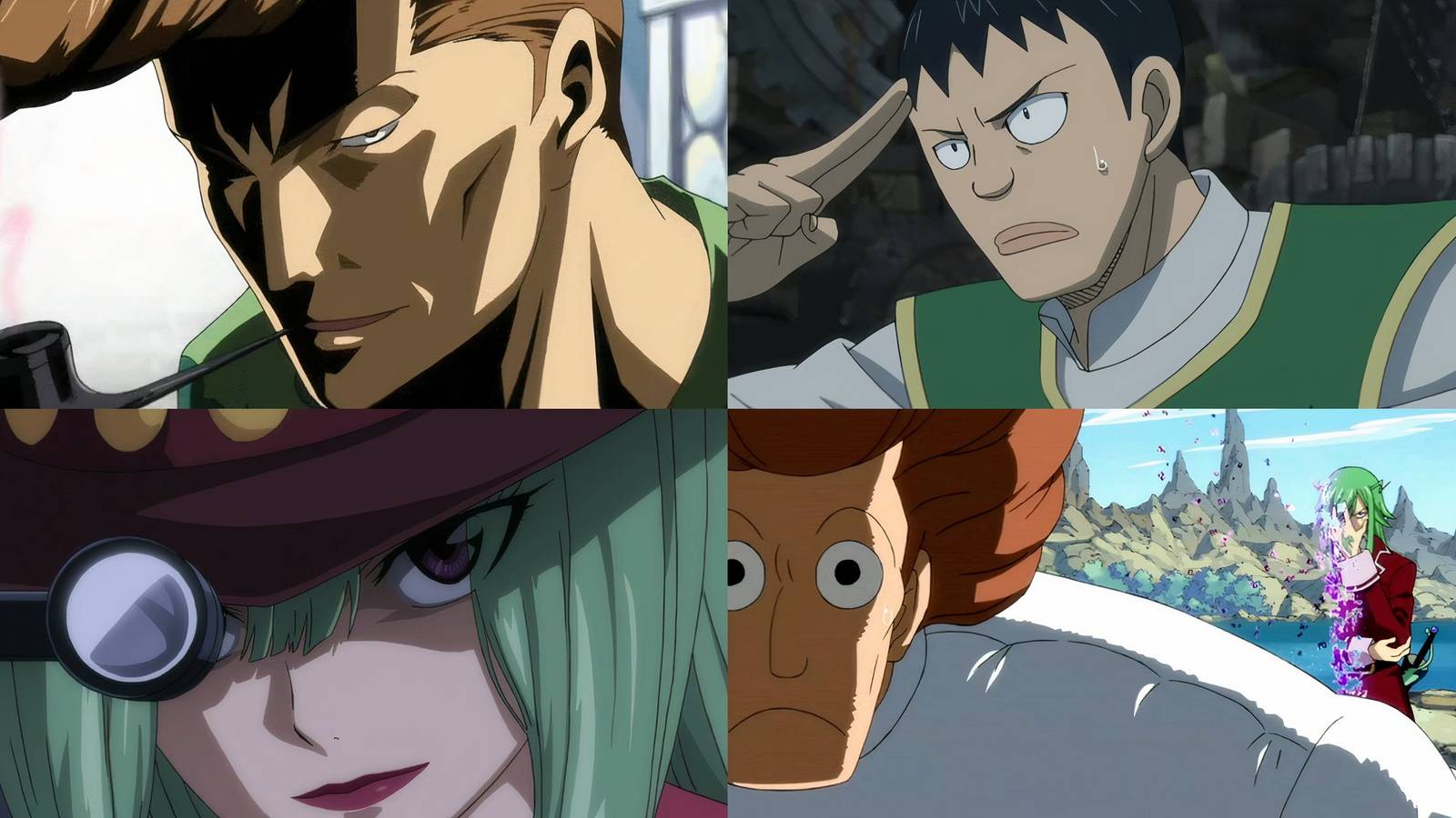 A split image of weak characters from Fairy Tail