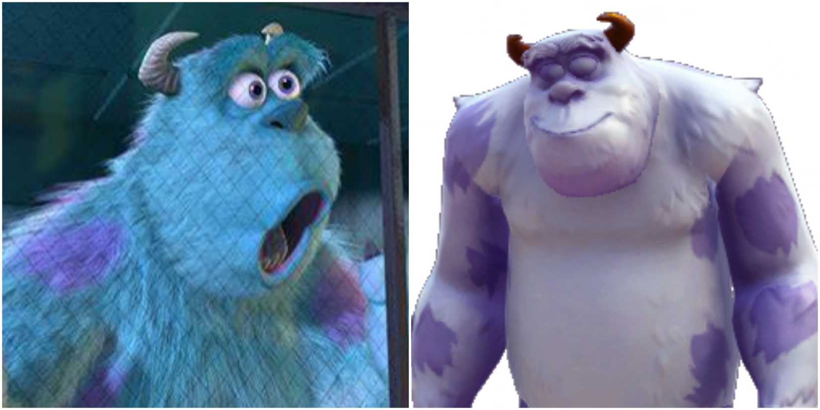 An image of Sulley from Monsters Inc and his Scramblecoin figurine from Disney Dreamlight Valley