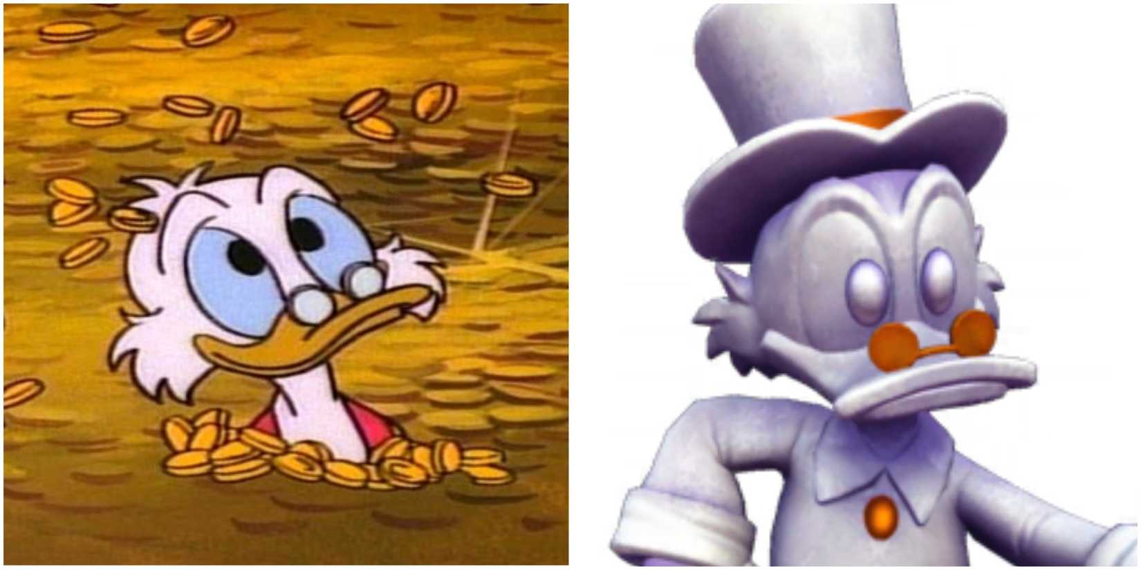 An image of Scrooge McDuck and his Scramblecoin figurine from Disney Dreamlight Valley