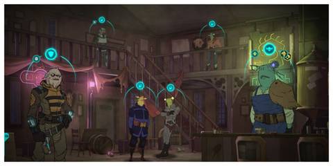 Griftlands - Steam Screenshot (A Bar Full Of NPCs)