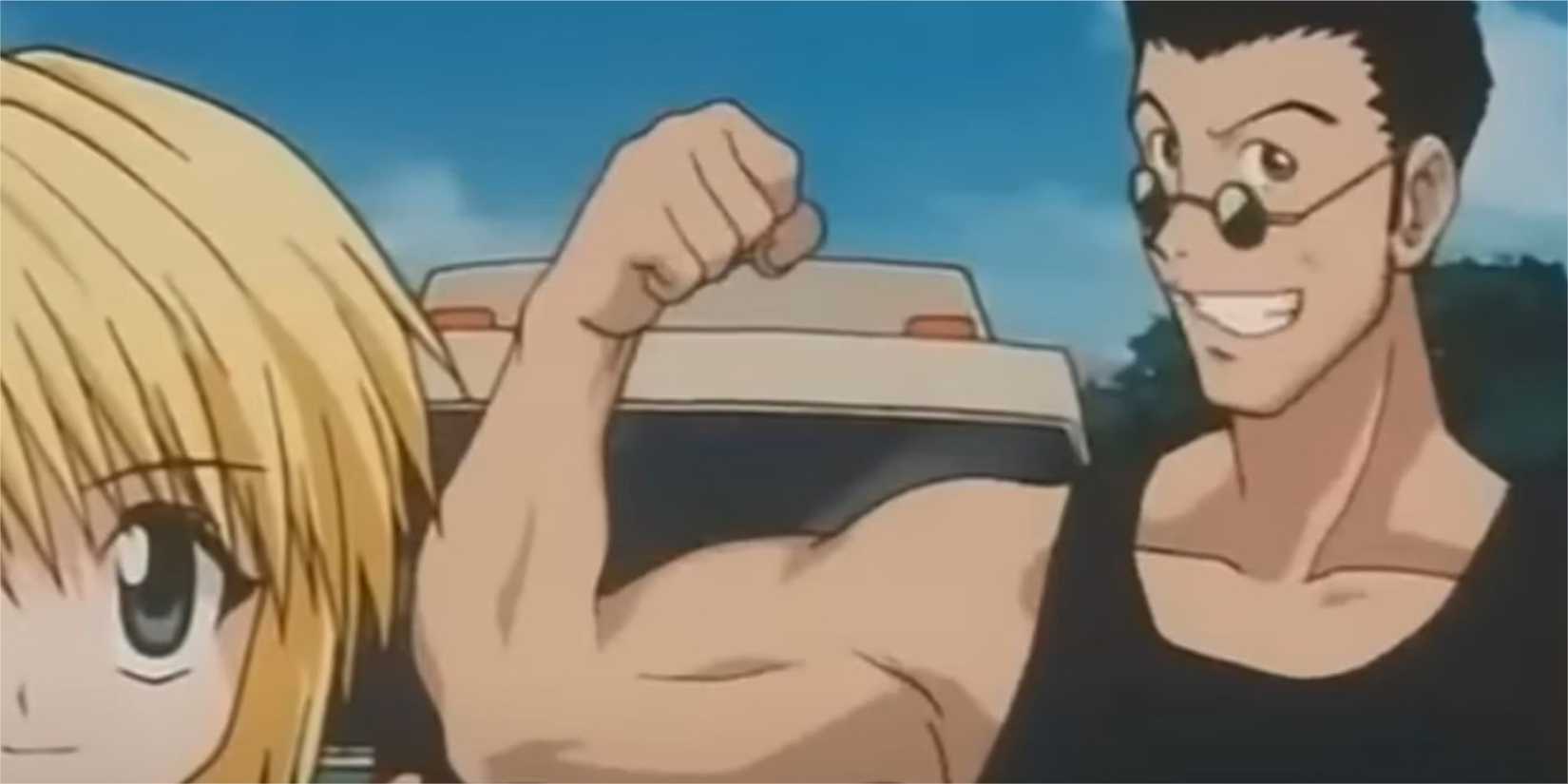 Leorio flexing his biceps