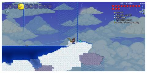 Screenshot from Terraria Showing Fishing Minigame
