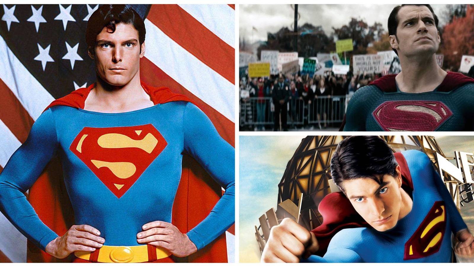 christopher reeve superman, henry cavil superman, brandon routh