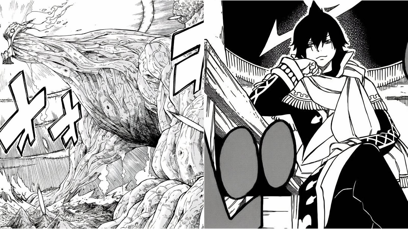 A split image of scenes from the Fairy Tail manga