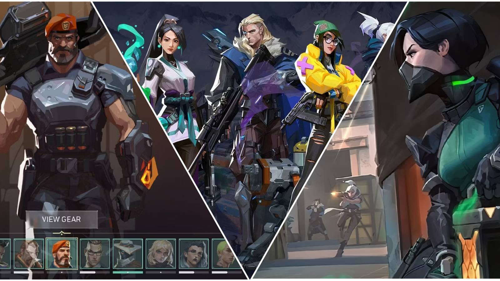A collage image showing various Valorant agents