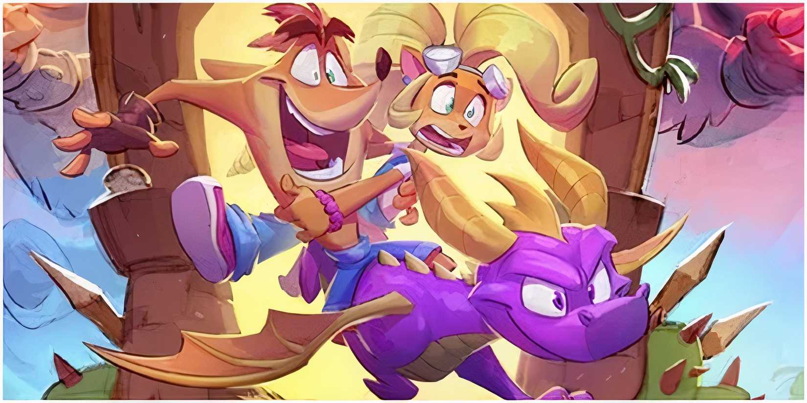 Art Banner of Crash, Coco, and Spyro