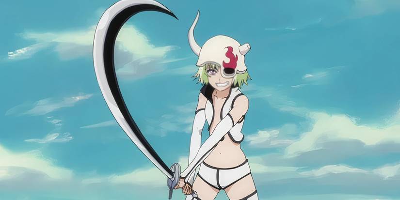 Lilynette smiles as she draws her Zanpkato against Jushiro Ukitake in Bleach. 