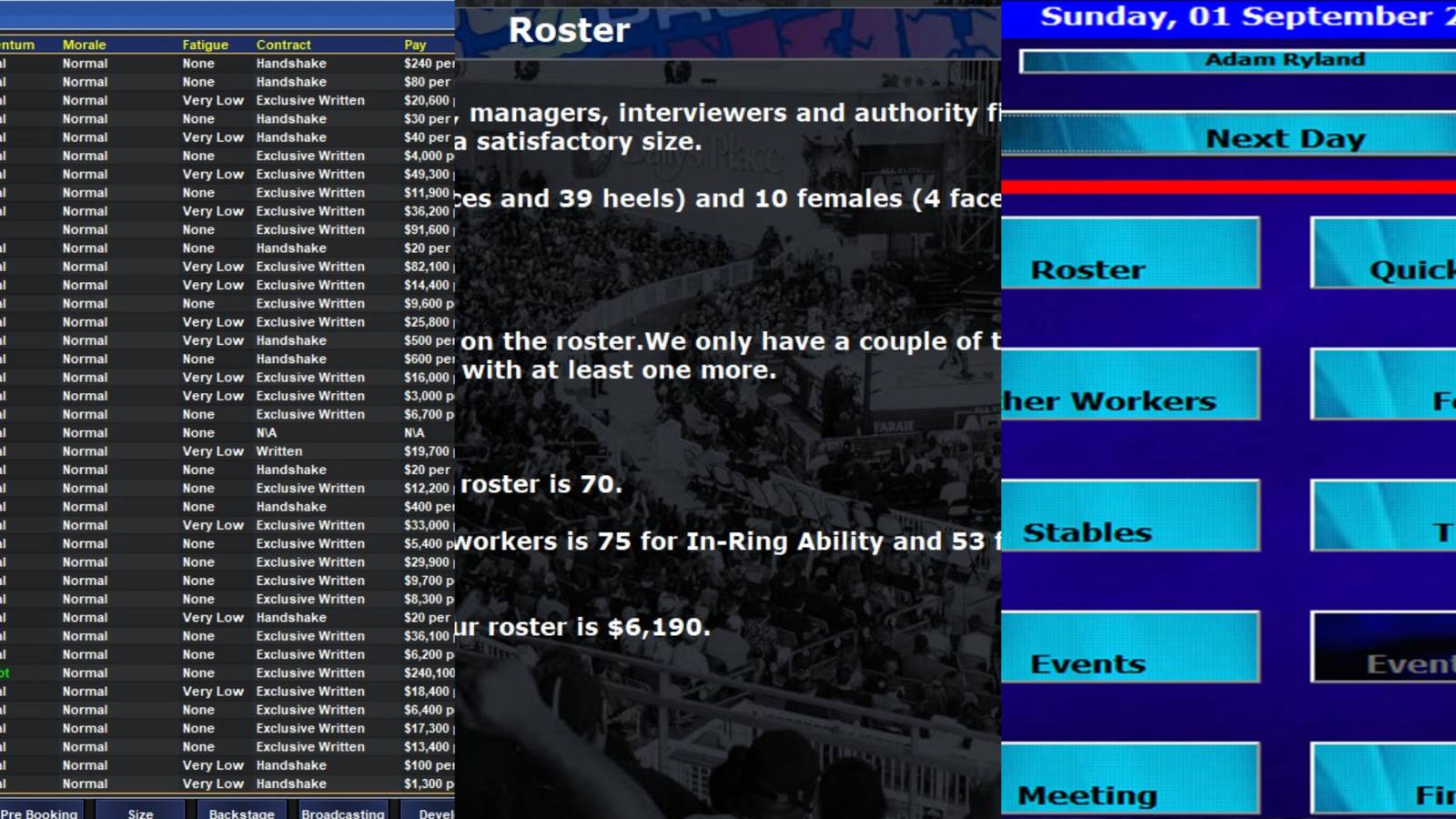 collage of 3 wrestling simulators