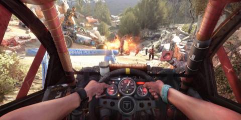 6 Best Horror DLCs, Ranked Player drives towards zombies and an explosion