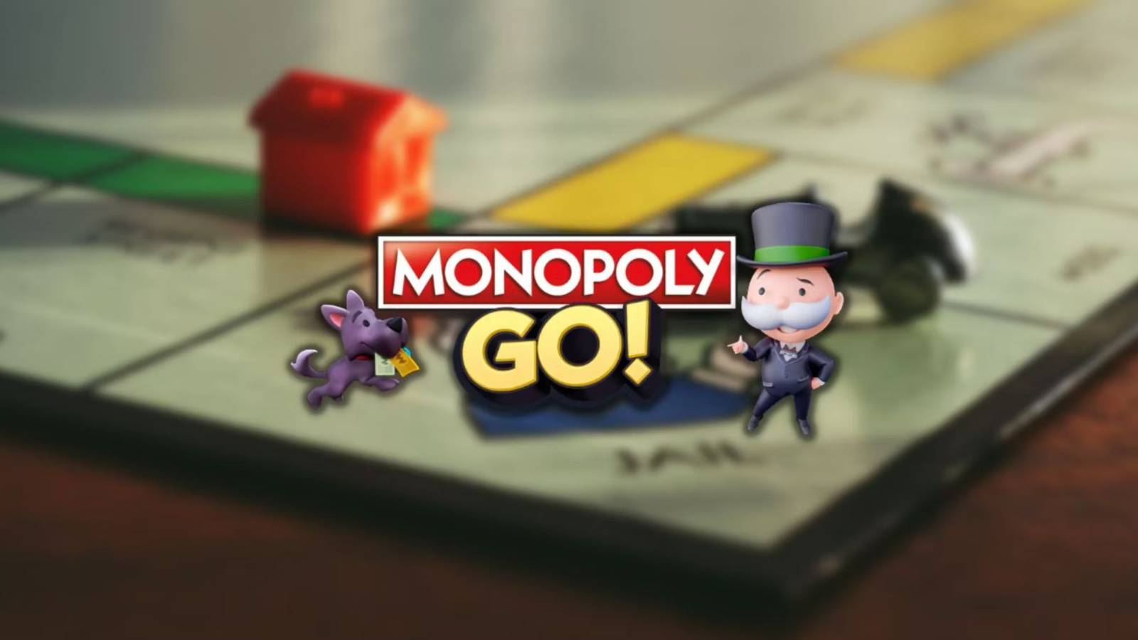 The Monopoly Go mascot with a dog