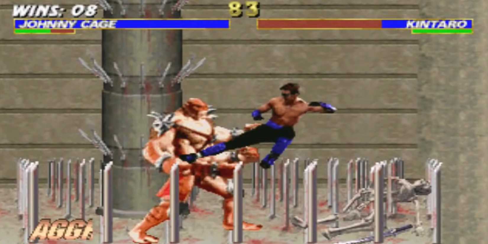 Johnny Cage fighting Kintaro in Mortal Kombat Trilogy