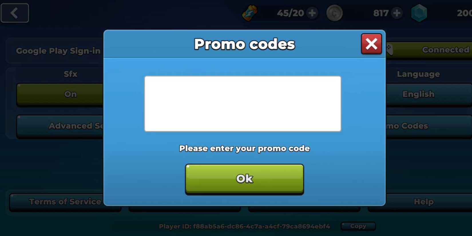 Mr Autofire the codes tab