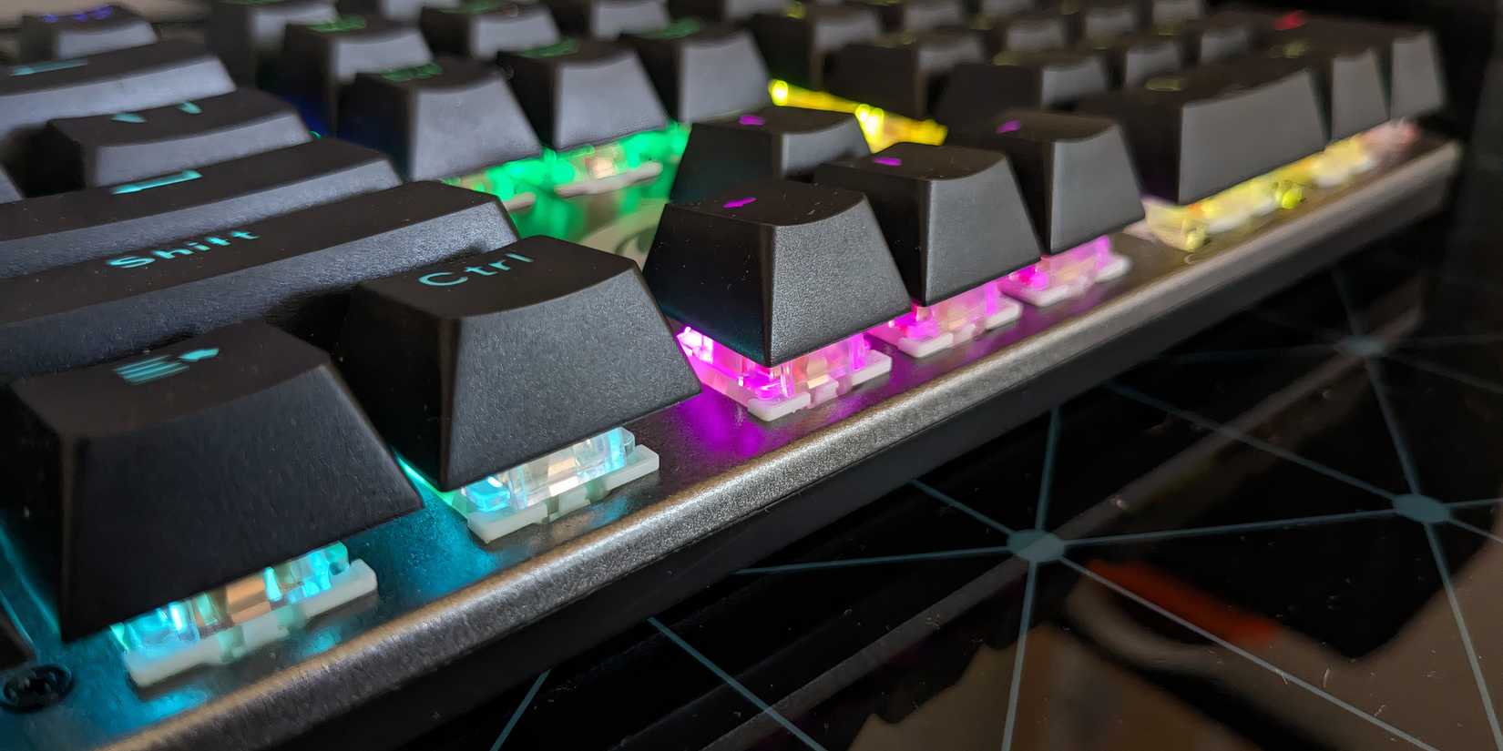 MSI Forge GK310 Keyboard close up of RGB lighting