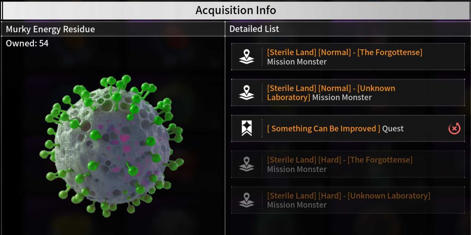 Information about the Murky Energy Residue in The First Descendant.