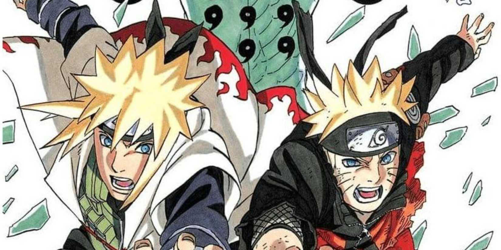 Naruto and Minato fight Obito in the cover of Volume 67.