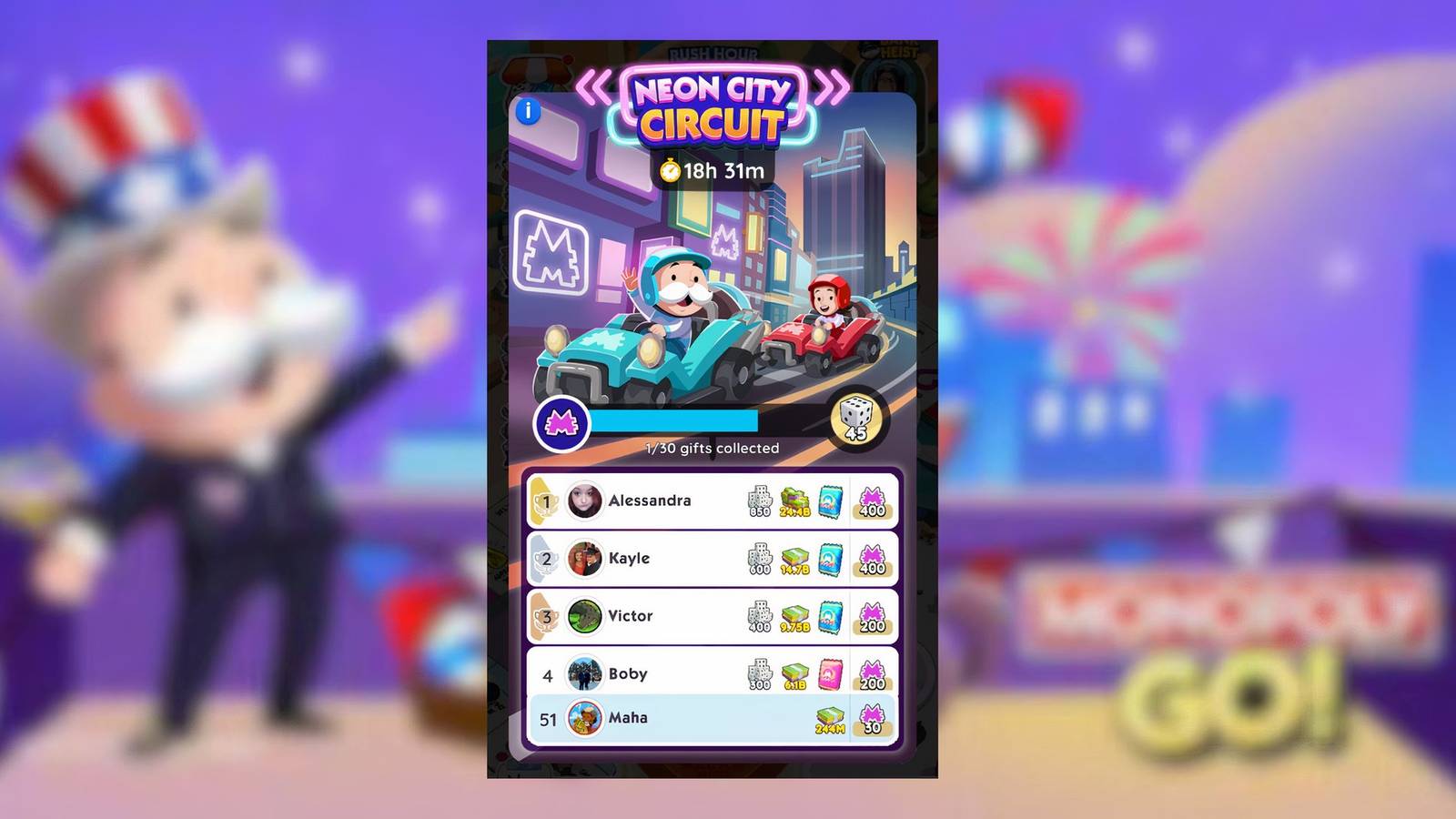 neon city circuit monopoly go