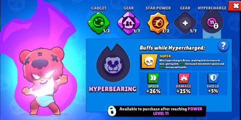A display of Nita's hypercharge stats in Brawl Stars