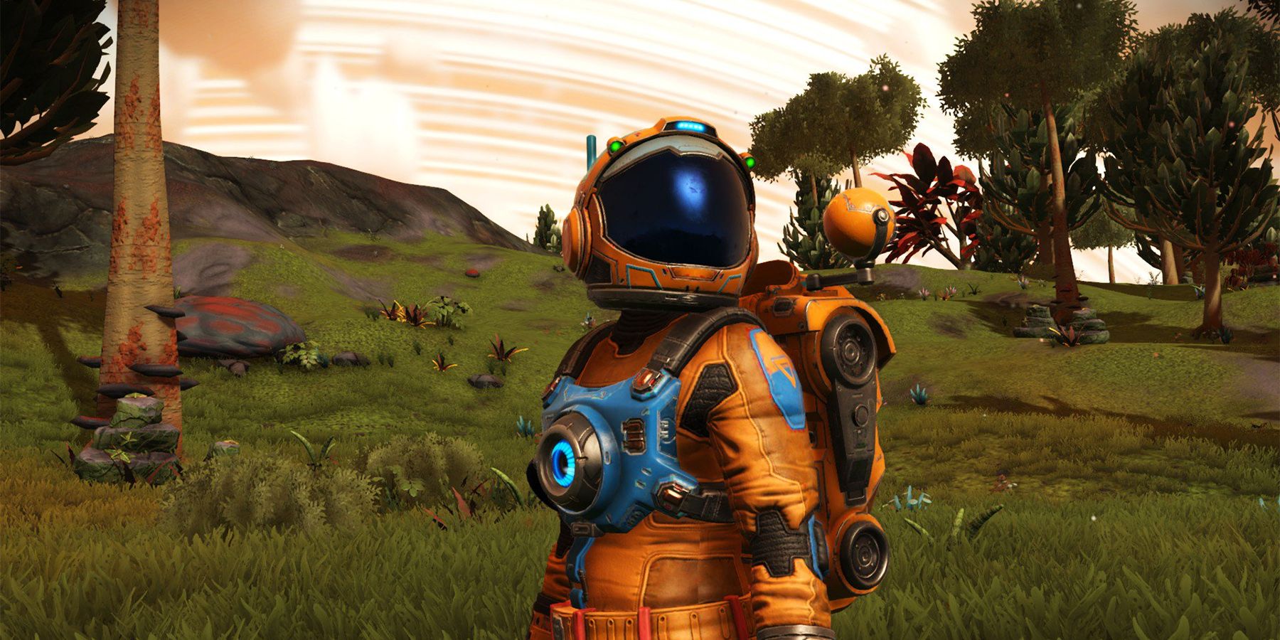 Player looking up in No Man's Sky