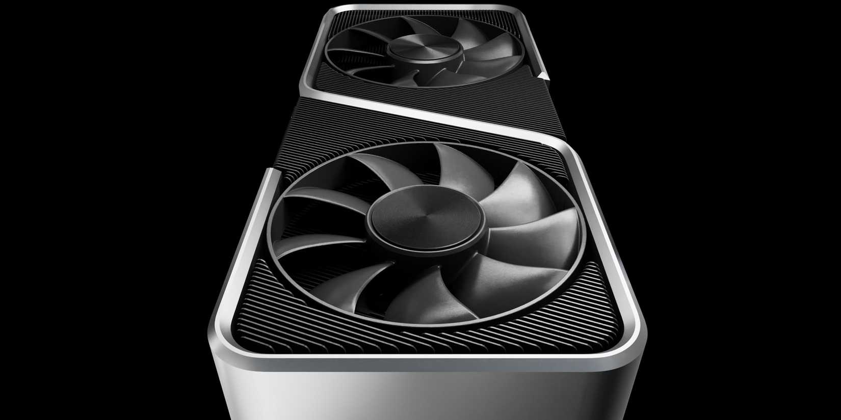 An image of a silver and black RTX 30 series graphics card.