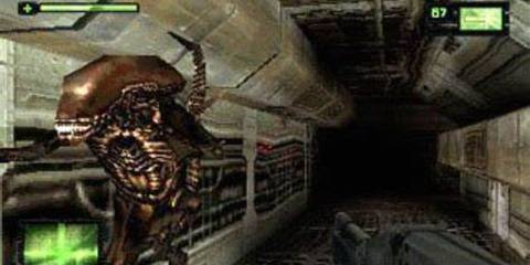 A screenshot from the PS1 game Alien Trilogy