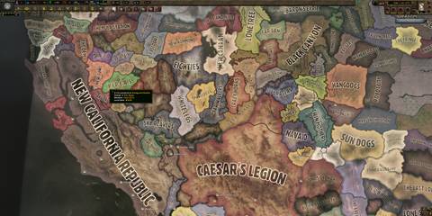 An overview of the West Coast map in Hearts of Iron 4 Old World Blues