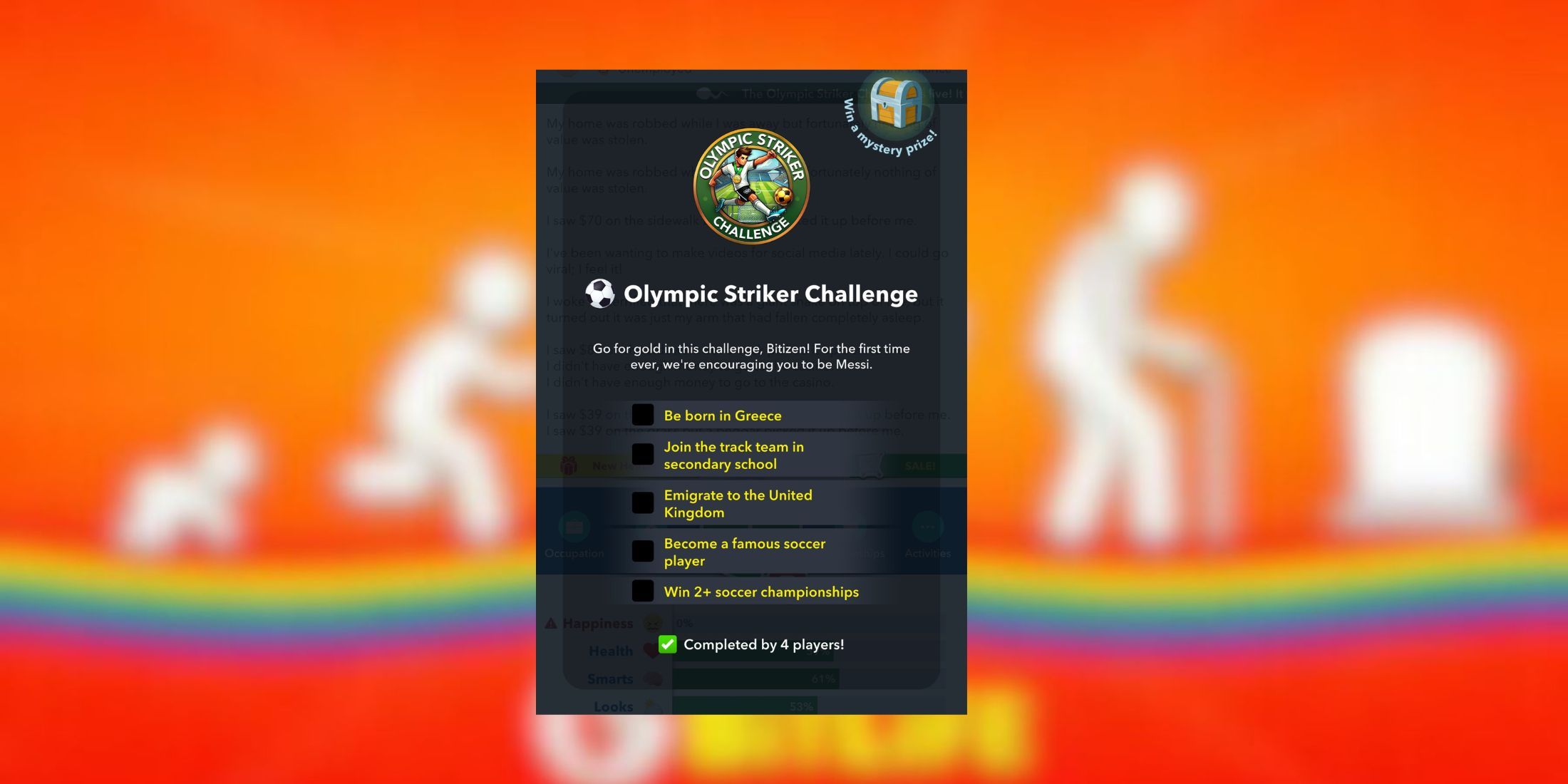 Bitlife: How To Complete The Olympic Striker Challenge