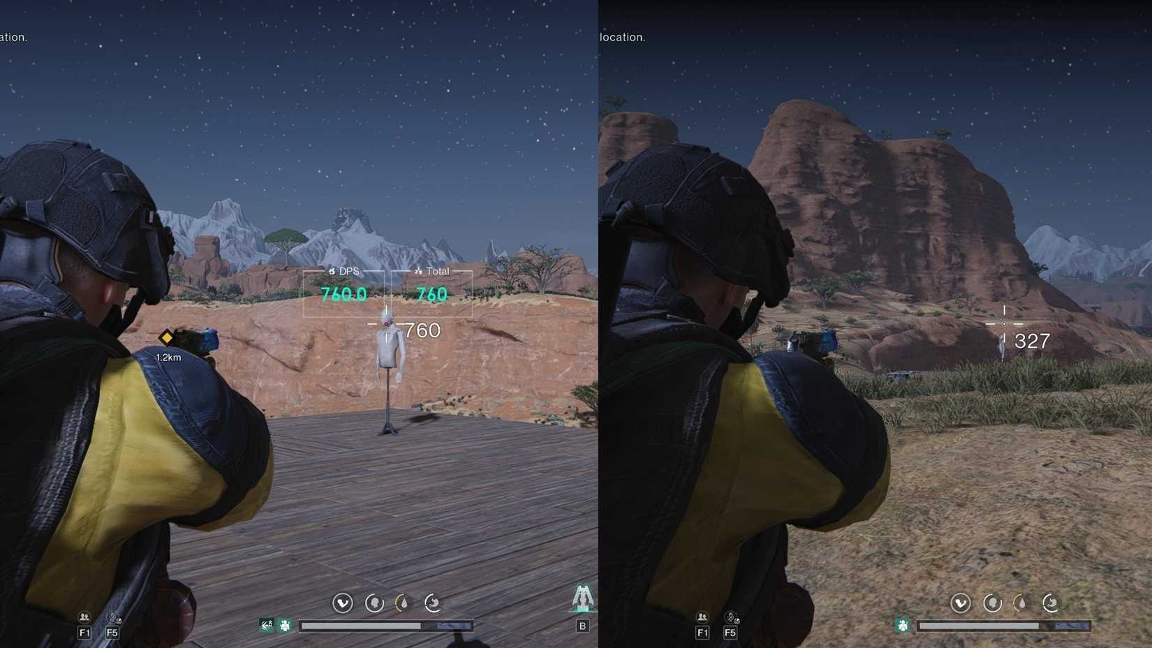 Ranged damage fall-off comparison in Once Human