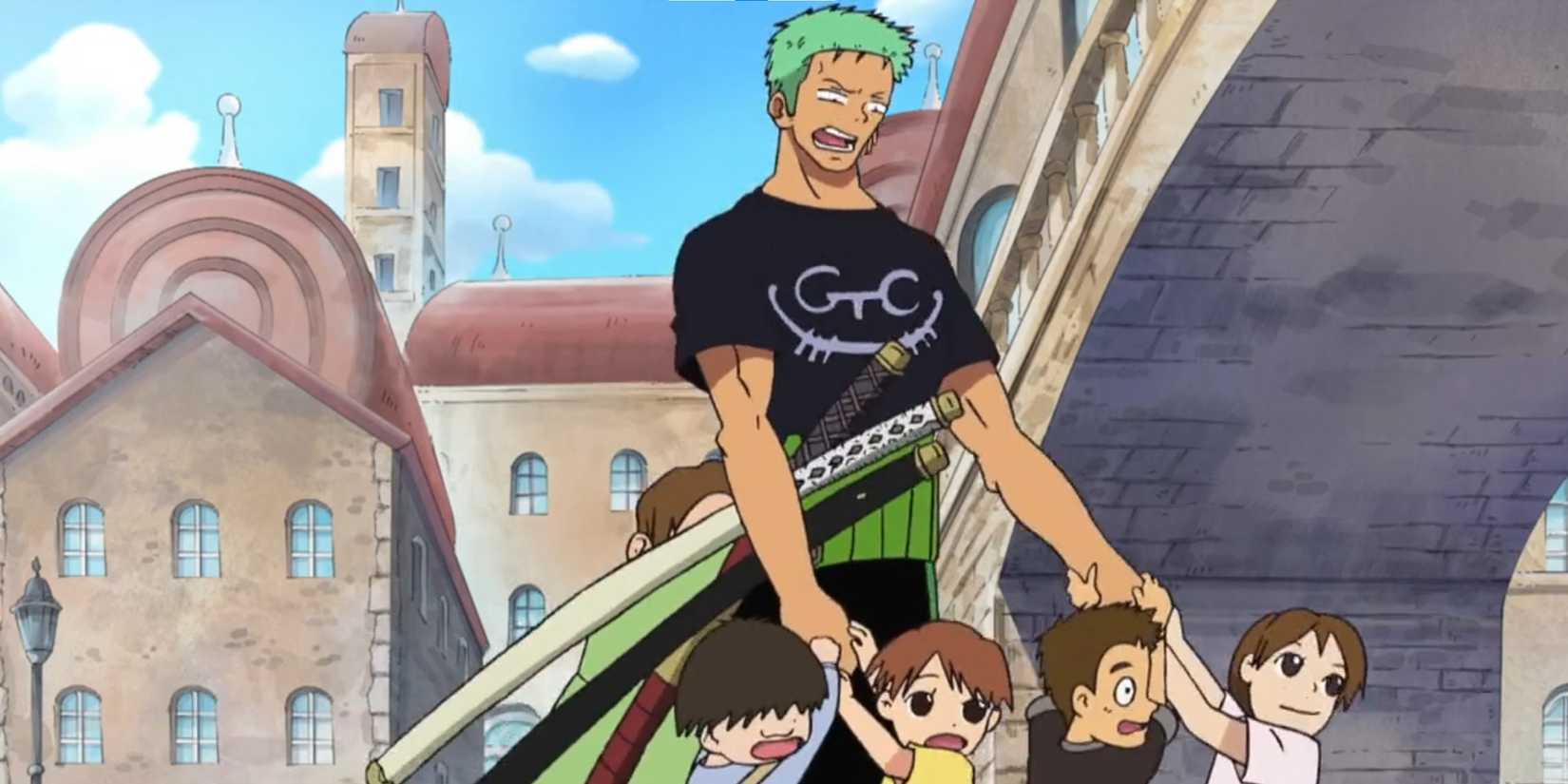 one piece episode 318 zoro with kids