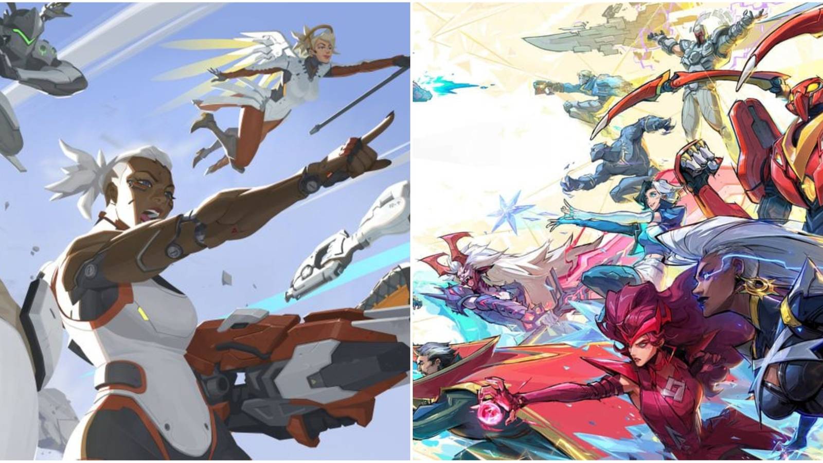 overwatch 2 and marvel rivals splash art next to eachother
