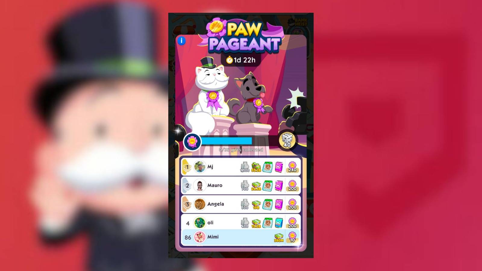 paw pageant monopoly go rewards