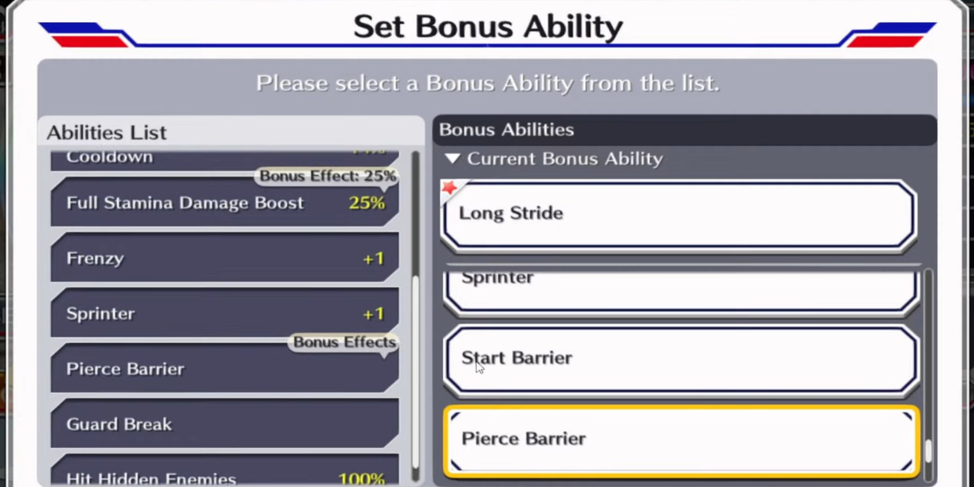 Pierce Barrier bonus ability