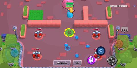 Piper using her super and flying in the air, dropping four bombs in Brawl Stars