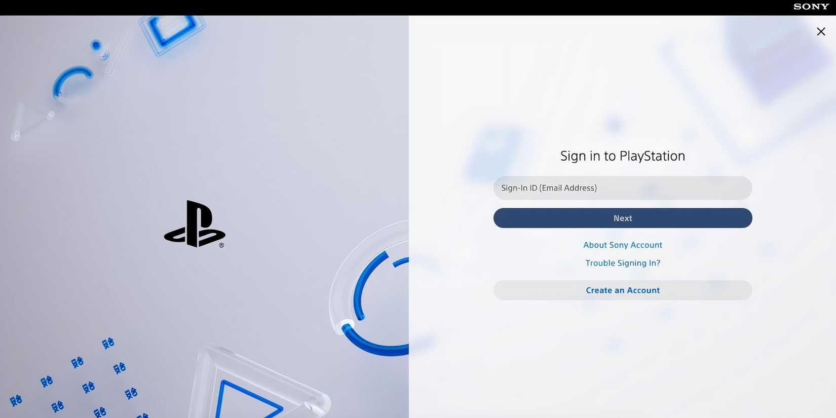 the ps account management page.