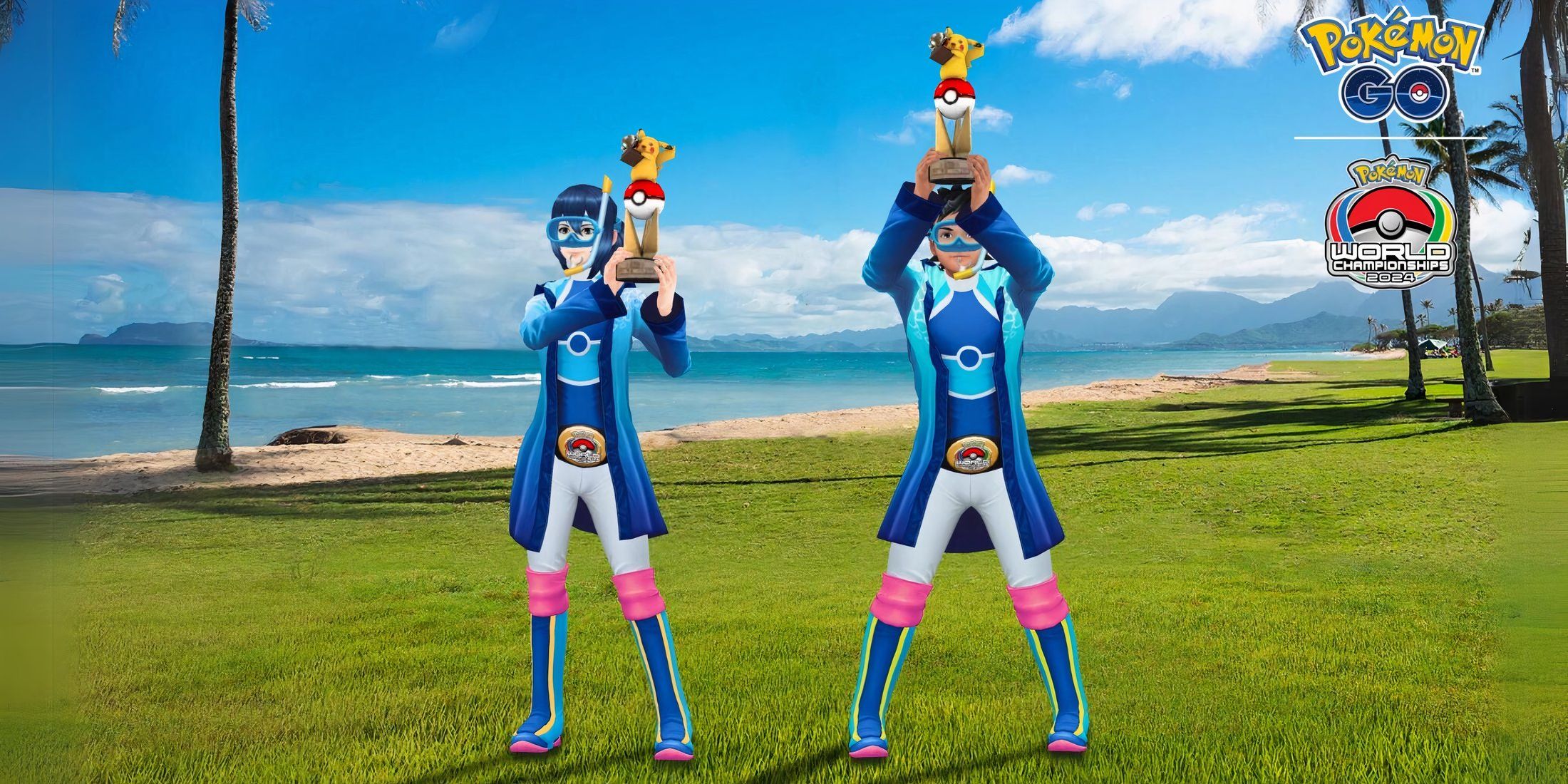 Traje e pose do campeão mundial de Pokémon GO 2024