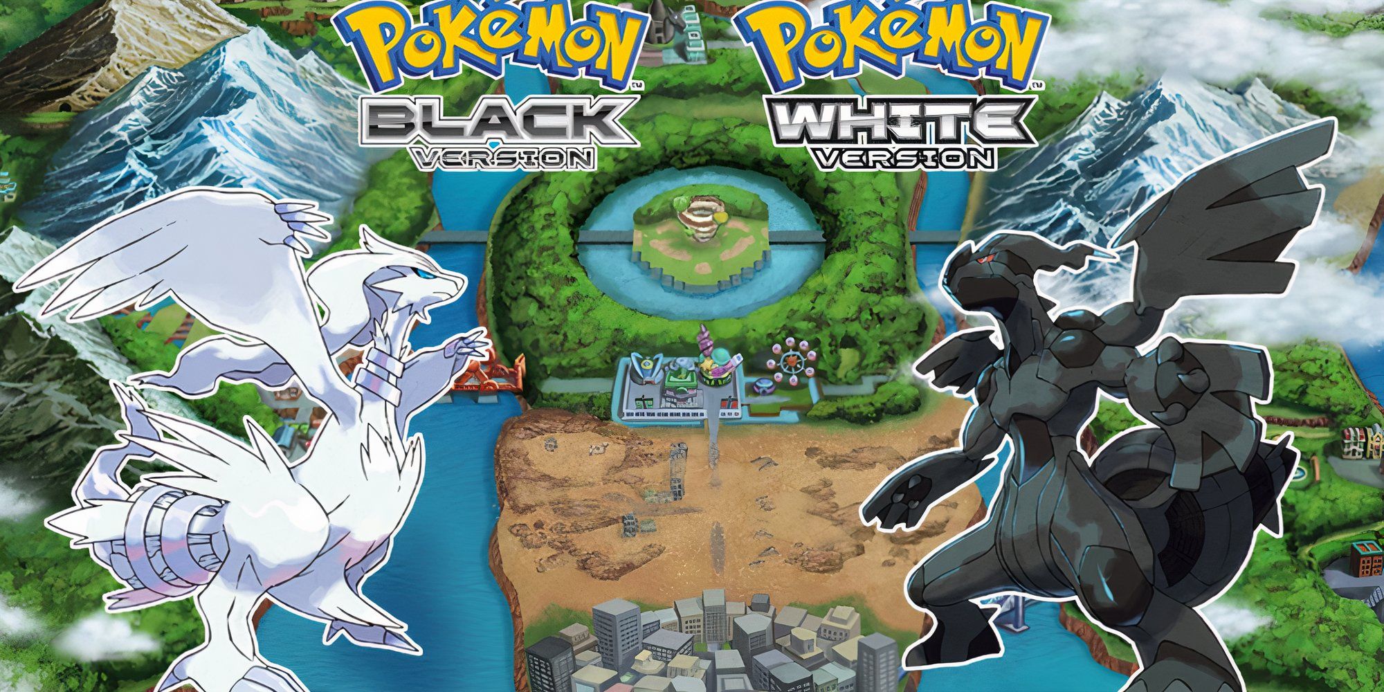 Promo art featuring characters in Pokemon Black and Pokemon White