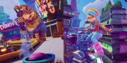 Promotional Images of Dingodile and Tawna in Rush Hour.