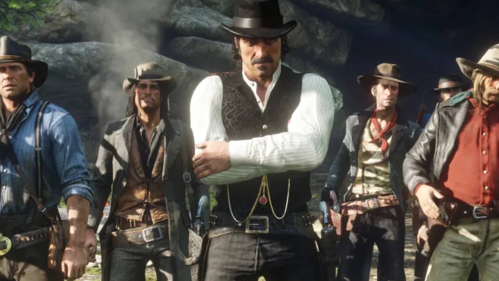 Dutch and the other gang members standing together