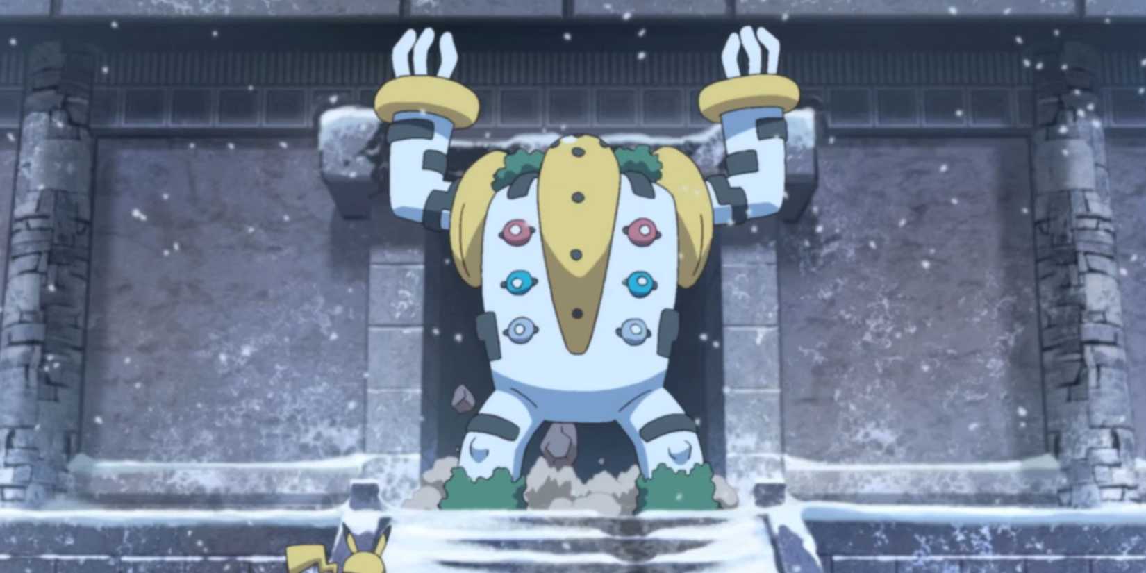 Regigigas guards Snowpoint Temple in Pokemon Generations.